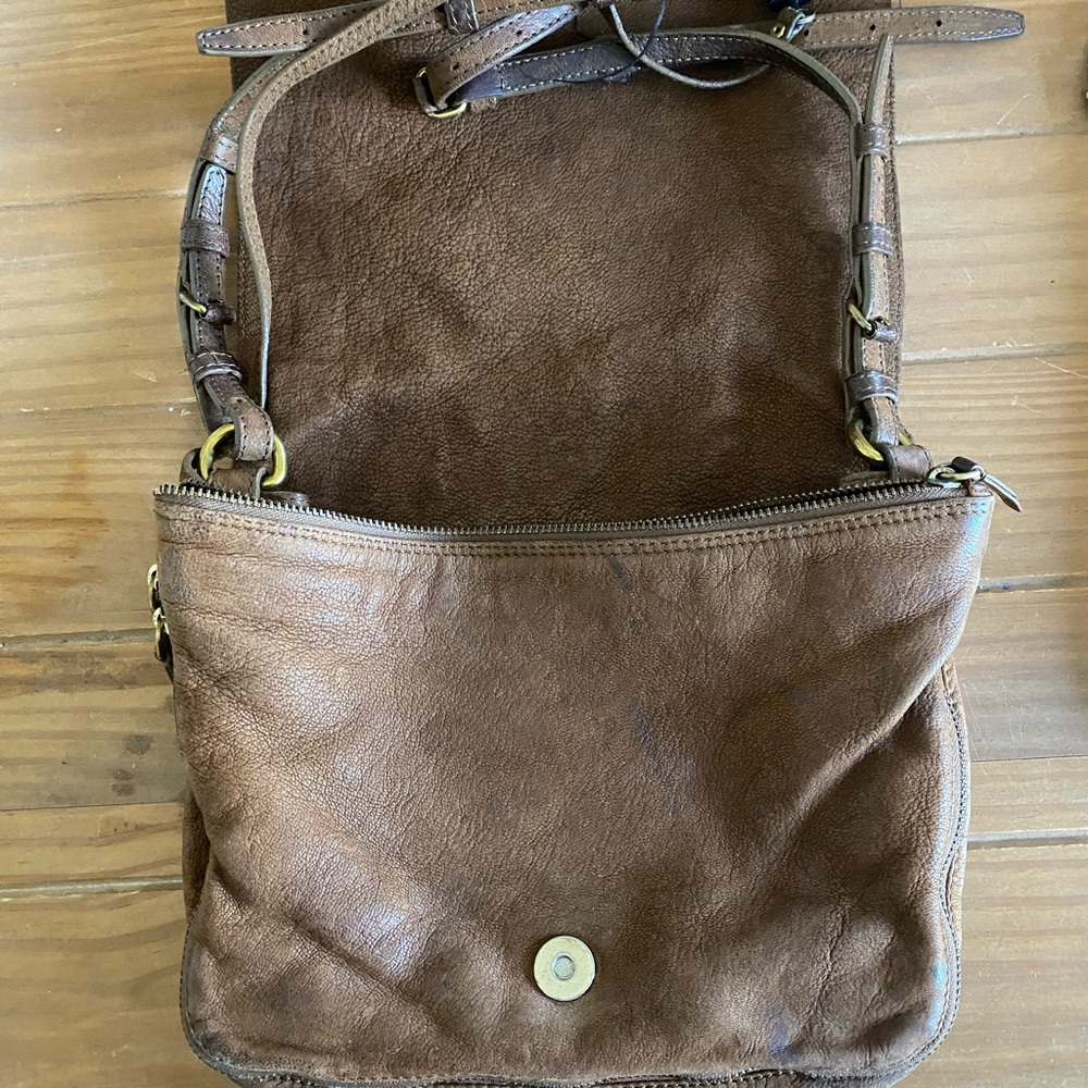 Tobacco Jerome Dreyfuss Albert brown leather shoulder satchel bag - Picture 5 of 5
